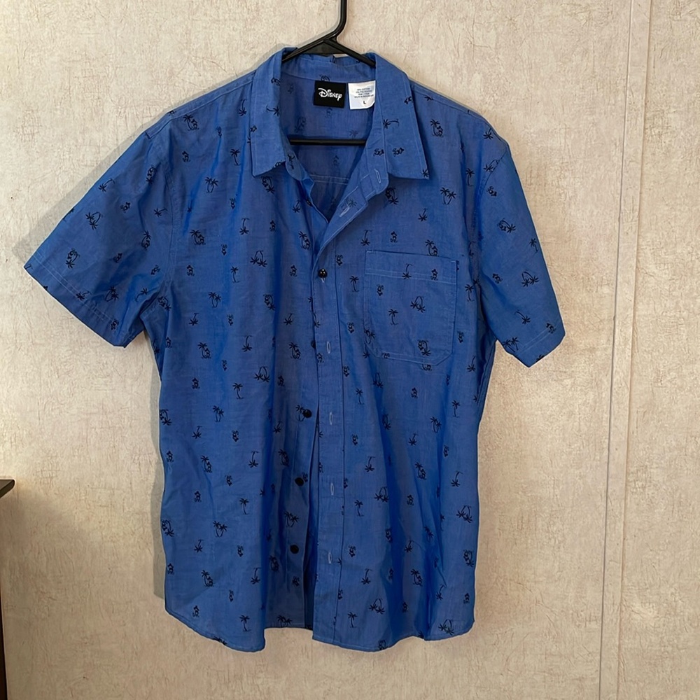 ** Men’s size large Disney short sleeve button up dress shirt Mickey Mouse **